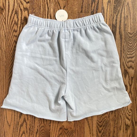 NWT NIA Mid Rise Terry Fleece Shorts Women Medium Sky Blue Elastic Drawstring - Picture 4 of 10